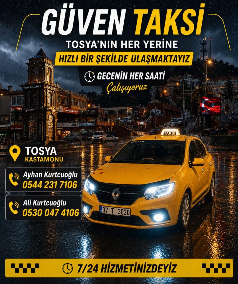 Tosya Taksici saat kulesi – Tosya merkez 7/24 hızlı taksi